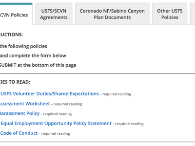 Important Reminder to Sign the USFS/SCVN Policies on the Website