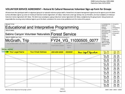 All Members must sign a Volunteer Services Agreement